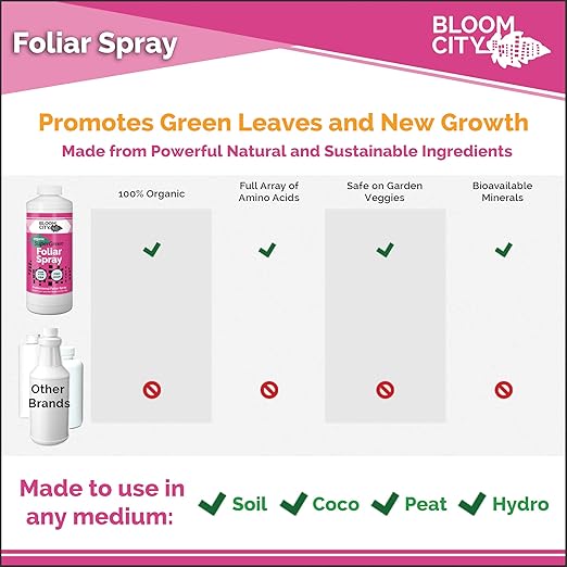 Bloom City Supergreen Organic Kelp Foliar Spray – Liquid Plant Supplement for Faster Nutrient Uptake, Greener Leaves & Vigorous Growth, 1 Gallon