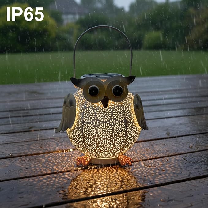 1 Pack Hanging Solar Lanterns - Garden Light Waterproof Metal Decorative Solar Lantern Lights Outdoor for Patio Yard Table Pathway (White owl 1pk)