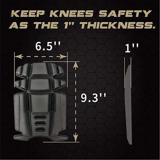 Knee Pad Inserts for Work Pants, Uniforms, and Tactical Pants, Breathable Knee Pad Inserts for Garden, Construction, Floor, Cleang, and Garage 9.3''×6.5''×1'', Black