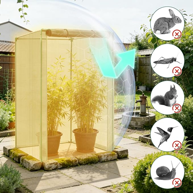 4'x4'x6' Crop Cage Plant Protection Netting Tent | Easy Installment Mesh Tent with Zippers for Vegetables Fruits and Plant | Suitable for Garden Yard and Lawn