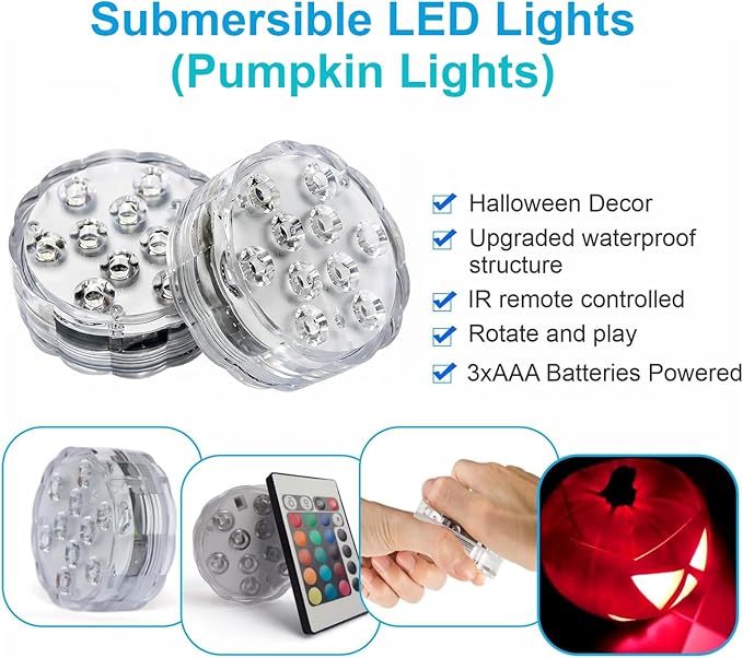 POLENTAT Submersible LED Lights with Remote, 16 Colors 4 Modes Battery Powered Waterproof LED Pool Lights for Inground Pool Above Ground Pool Bathtub Decoration (3 Packs)