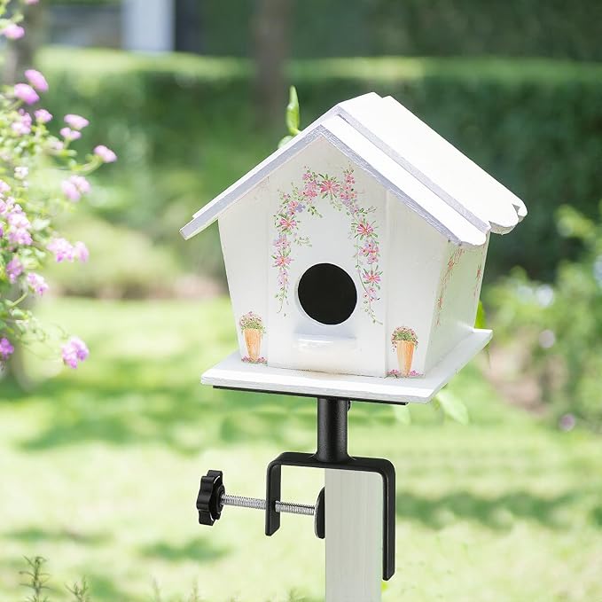 4 Pack Bird House Mount for Fence Birds Feeder Mounted Adjustable Heavy Duty Clamp-on Shelf Bracket for Garden Backyard Patio Deck Tree Outdoor Decor (Bird House Not Included)