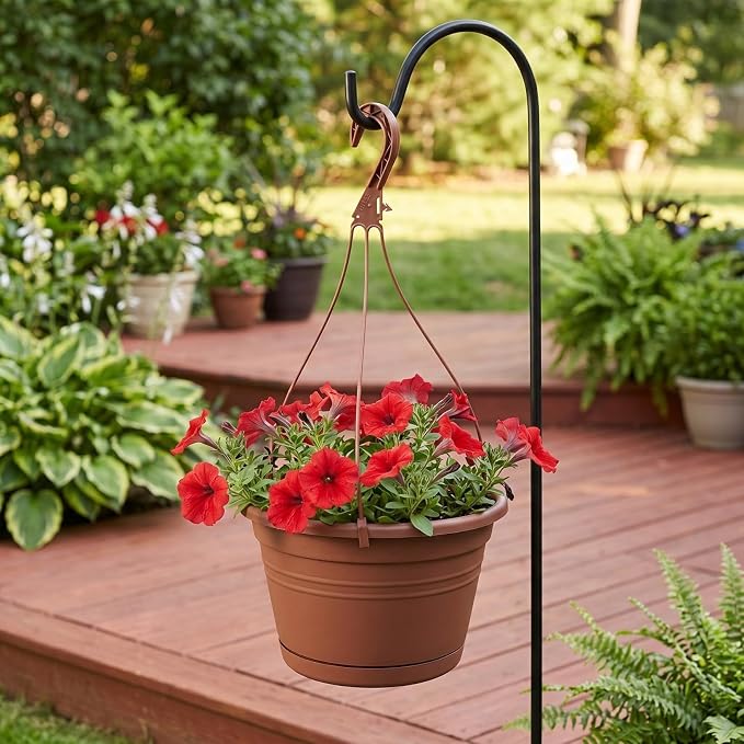 DOITOOL 3 Sets Plastic Hanging Planter Pots Garden Plant Pot, 9.8 Inch Hanging Pot Nursery Basket Orchid Pots for Outdoor Indoor Garden (Red), 25x25cm