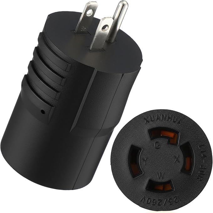 Kanayu NEMA 5-15P to L14-30R Generator Transfer Switch Adapter 3 Prong Household 15Amp to 4 Prong Generator Lock 30Amp Adapter to House Inlet Box(Black)