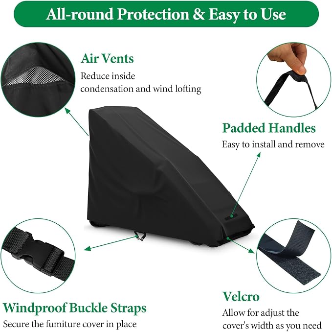 AKEfit 2PCS Zero Gravity Chair Cover Outdoor Folding Lawn Lounge Chair Covers Waterproof All Weather Dustproof Oxford Anti with Storage Bag Black