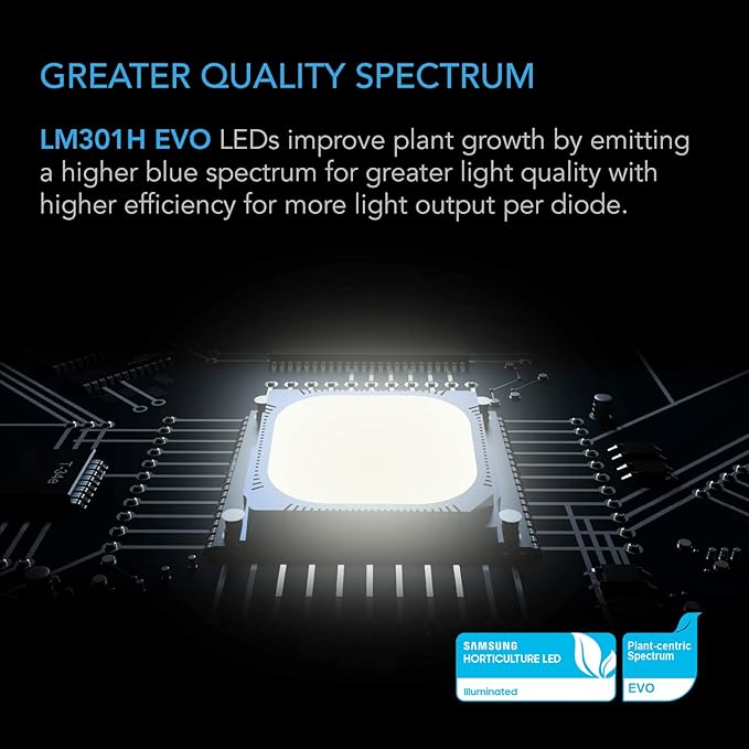 AC Infinity IONFRAME EVO4, Samsung LM301H EVO Bar LED Grow Light 3x3, 896 Diodes, with Schedule Controller, 300W Full-Spectrum Commercial Plant Lights for Indoor Growing in Grow Rooms & Greenhouses
