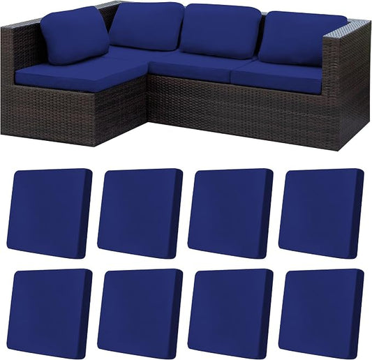 8Pcs Stretch Patio Cushion Covers,Outdoor Couch Covers Replacement,Outdoor Couch & Sofa Slipcovers,for Patio Furniture Cushion Covers,Washable Reusable Furniture Protector (Lake Blue, Cover Only)