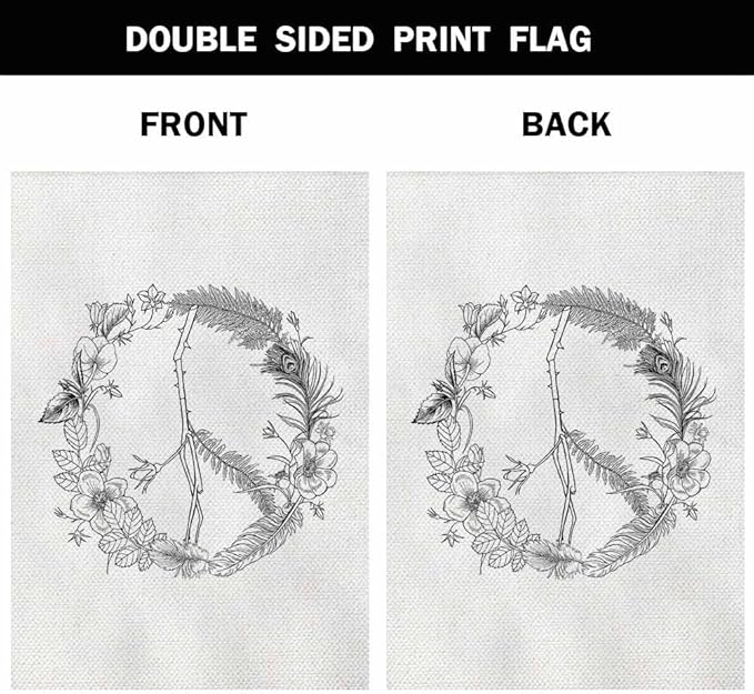AOYEGO Peace Sign House Flag 28 x 40 Inch Large Vertical Double Sided Boho Hippie Wreath Seasonal Outside Décor for Garden Yard Farmhouse Flags