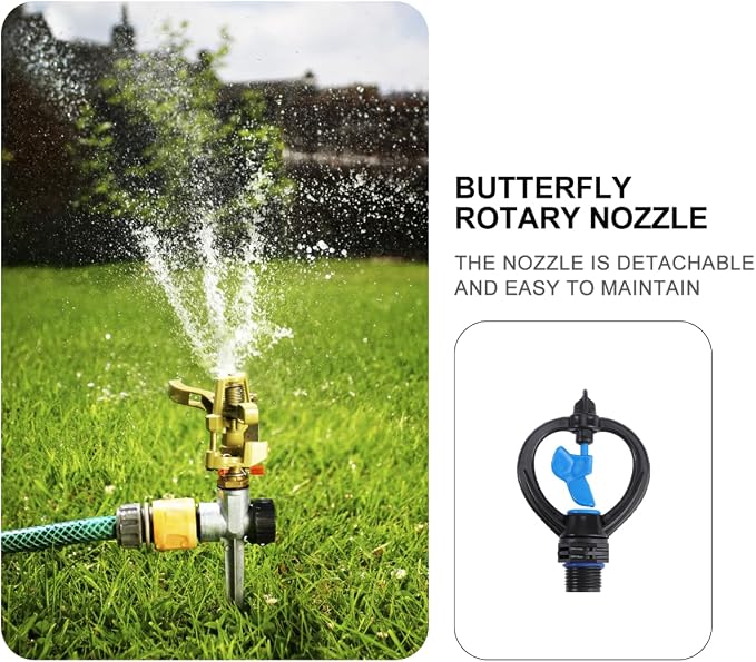 Cabilock 4.33 Inch Butterfly Rotating Nozzle with 1/2 Inch Male Thread Lawn Sprinkler Head for Garden Irrigation and Lawn Watering Plastic Rotary Sprinkler for Efficient Outdoor Sprinkling