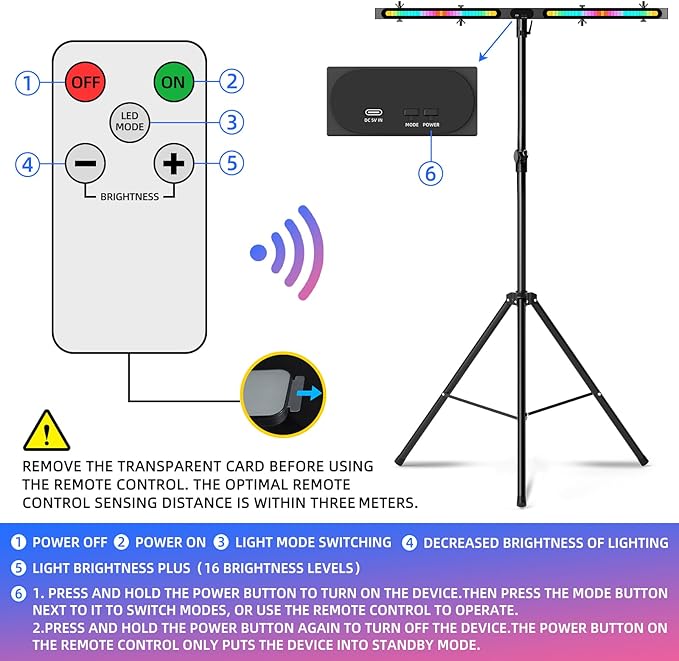 DJ Light T-Bar Extension Cross Bar, 39.3 Inch 12 in 1 Rechargeable DJ Lighting for Par Can Strobe Light, for Stages, Banquet, Party, Suitable for 35mm Diameter Pole (Stand Not Include)