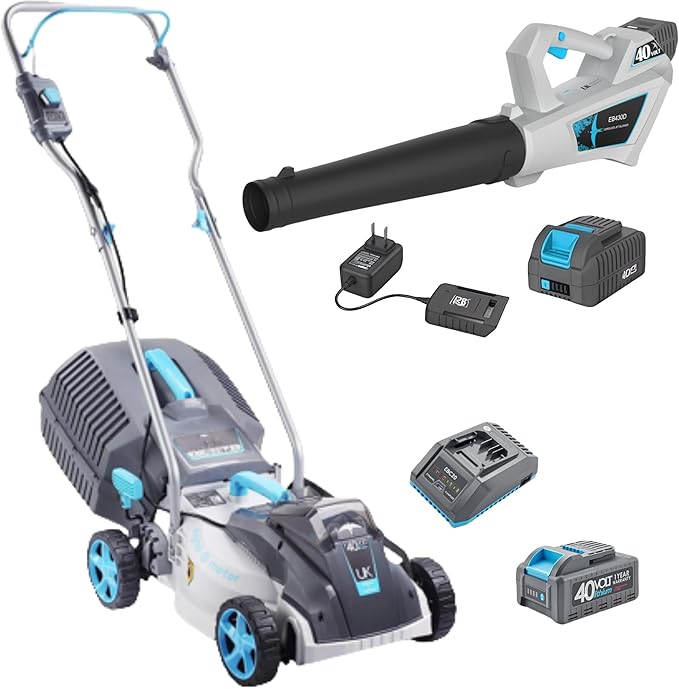 13" Lawnmower with 40V 4.0Ah Battery & Fast Charger and Leaf Blower with 40V 2.0Ah Battery & Charger