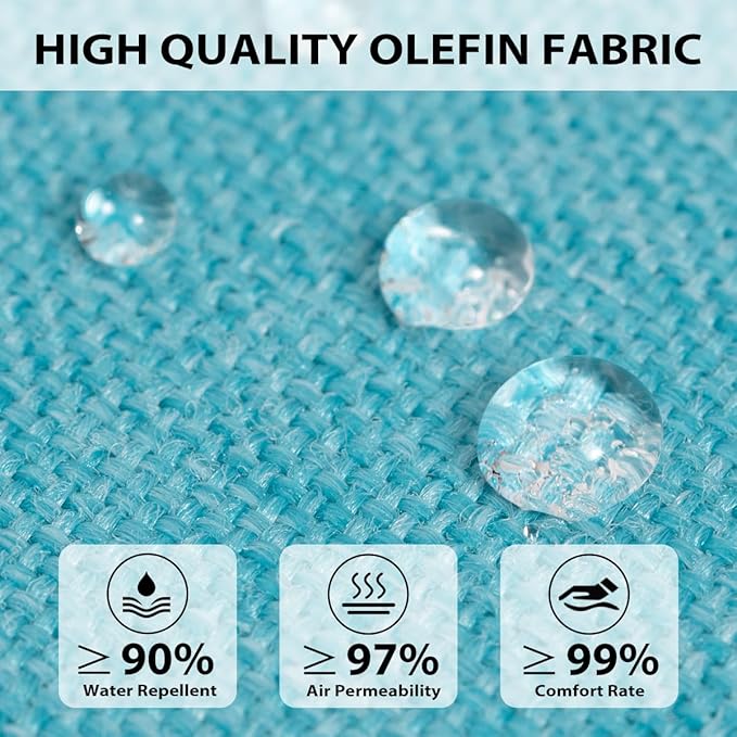 Sundale Outdoor Olefin Chaise Lounge Cushion, Water-Resistant Patio Lounge Chair Cushion, Thick Lounger Pad with 4 Straps Teal, 72 x 21 x 4 Inches