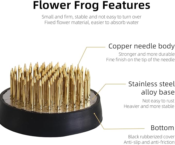 Japanese Ceramic Ikebana Kit, Floral Shaped Vase Arranging Supplies, Black Arrangement Bowl with Flower Frog Pin Cleaning Needle (High)