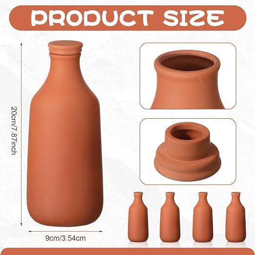 DoubleFill 8 Pcs Ollas Terracotta Watering Pots Self Watering Planter Insert Terracotta Globes Clay for Outdoor Indoor Garden Plants, Easy to Refill (24 oz)