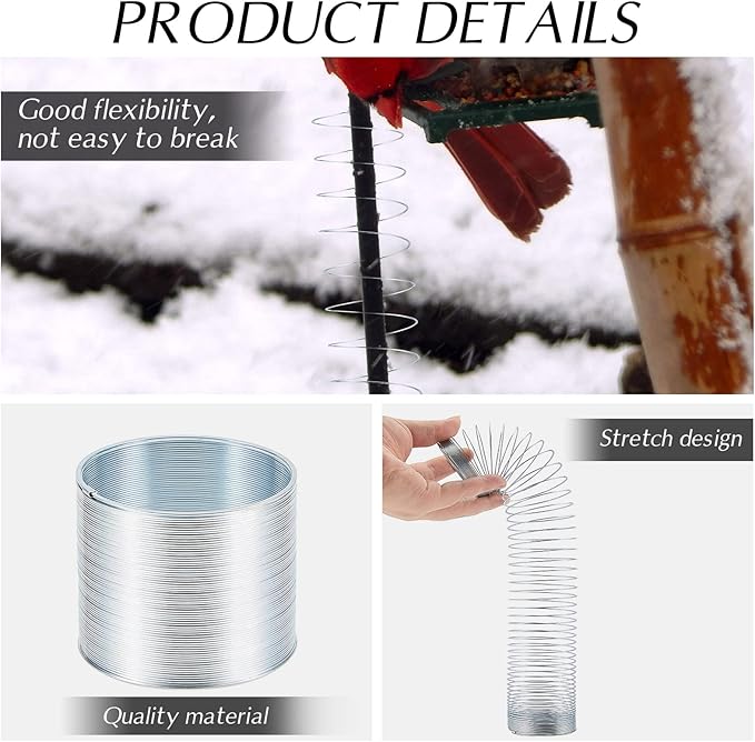 3 Pieces Squirrel Baffle Metal Spring Device Squirrel Barrier Spring Type Coil Outdoor Bird Feeder Accessories for Bird Feeder Poles (3)