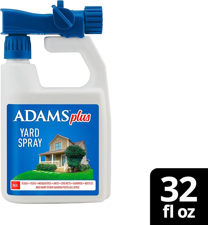 ADAMS Plus Yard Spray, Kills Fleas, Ticks, Mosquitoes, Ants and Many Other Listed Nuisance Pests in Outdoor Areas, Treats Up to 5,000 Square Feet, Easy to Use Hose-End Spray, 32 Fluid Ounces