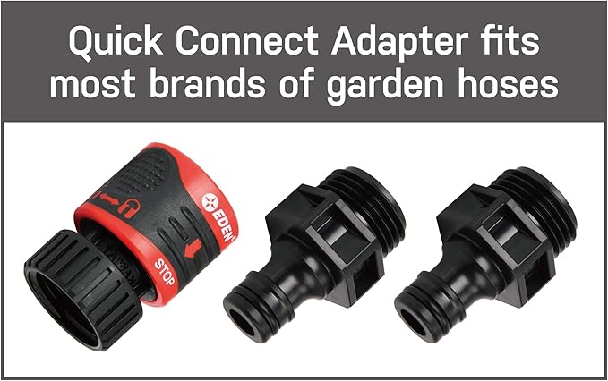 Eden 94122 Metal Adjustable 6-Pattern Sprinkler Bundle, Base, |Quick Connect Starter Set