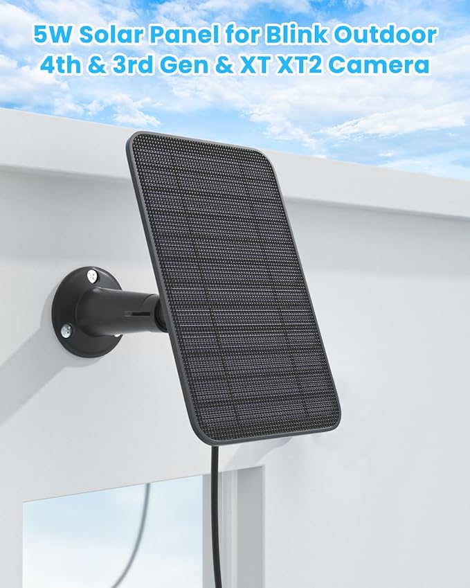 Solar Panel for Blink Outdoor 2K+/4(4th Gen)/Outdoor(3rd Gen) XT3 and XT2/XT Camera/Blink Outdoor Camera, 5W Solar Panel Charger with Mount 13.1ft Cable Rubber Plug, IP65 Waterproof, 4 Pack