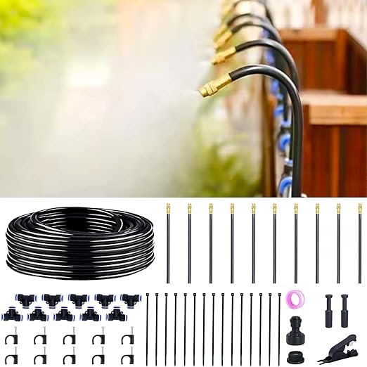 Thiswing 360° Adjustable Drip Irrigation System - 30 FT Automatic Garden Watering System with 10 Nozzles, Raised Bed Sprinkler Irrigation System, Garden Mister for Yard, Lawn, Plants, 5/16" Tubing