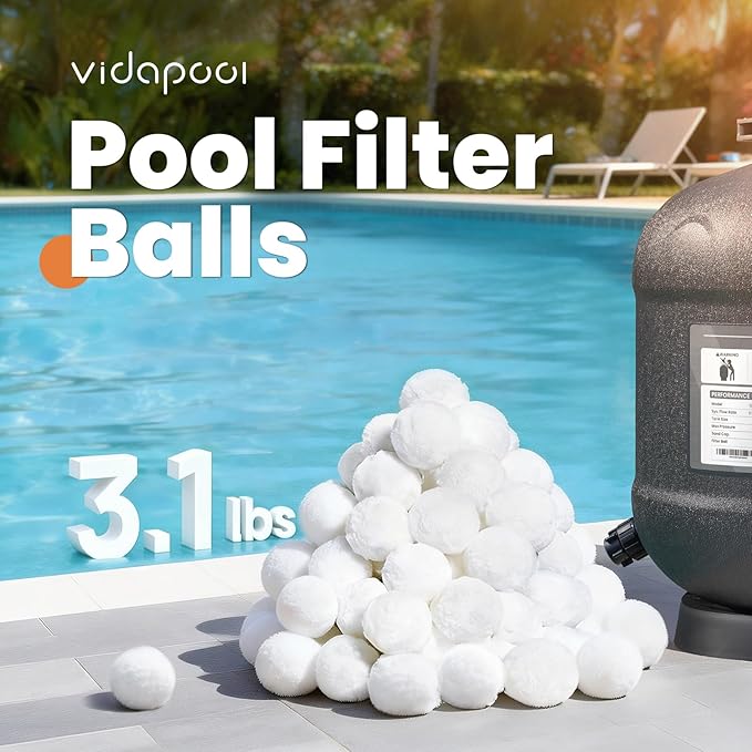 3.1 lbs Pool Filter Balls for Sand Filters, Reusable White Filter Media Balls for All Sand Filter Systems, Efficient & Lightweight Pool Sand Filter Balls, Replaces 100 lbs Pool Filter Sand
