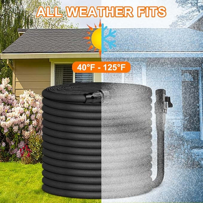 Garden Hose 75ft, Pliable lightweight Water Hose with Triple Layer 3/4" Fittings Ergonomic Grip Indoor & Outdoor Use Gift for Lawn Car Watering Plants Black