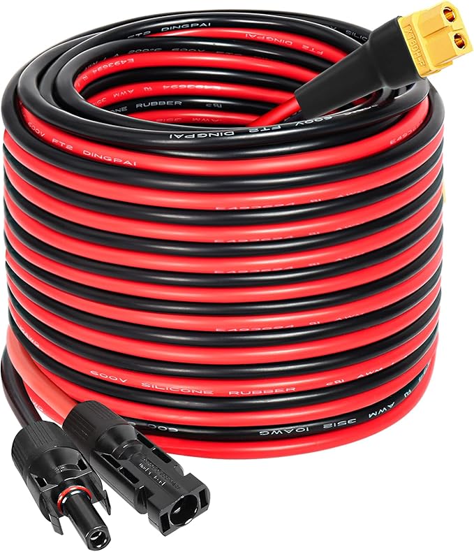 MOOKEERF Solar Connector to XT60 Adapter Cable - 35FT, 10AWG for Solar Panel to Portable Power Station