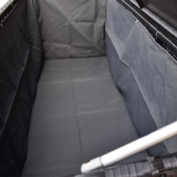 Oakland Living Dark Black Indoor and Outdoor Balcony Patio Deck Porch Pool 113 Gallon Wicker Storage Box Trunk Bin with Metal Frame
