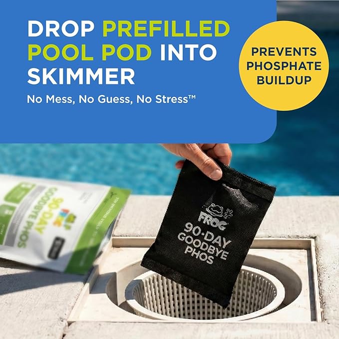 FROG 90-Day Goodbye Phos - Dry Formula Phosphate Remover for Pools up to 30,000 Gallons - Pool Maintenance & Treatment - No More Phos - 3 Pods