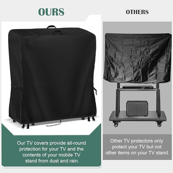 Kingling Outdoor TV Cover 55 Inch Weatherproof, Waterproof Outdoor TV Stand Covers For Mobile TV Carts With Floor Stand Base, TV Screen Protection Covers For Outside- 55”L x 14”W x 55”H(Cover Only)