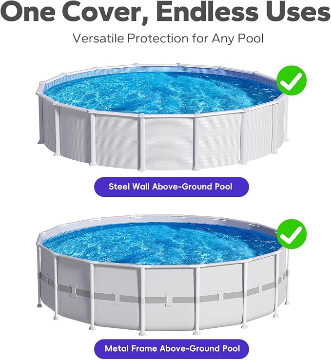15 FT Round Pool Cover, [ 2025 Upgraded ] Above Ground Pool Cover, Heavy Duty Winter Pool Cover, Cold and UV Resistant, Cable and Pulley System