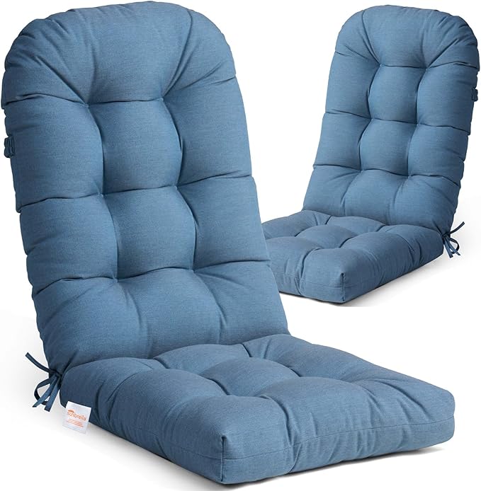 Crestlive 50x20x4 Inch Sunbrella Adirondack Chair Cushion Outdoor Chair Cushions Water Resistant High Back Patio Cushions Set of 2 Thick Replacement Cushions Denim Blue