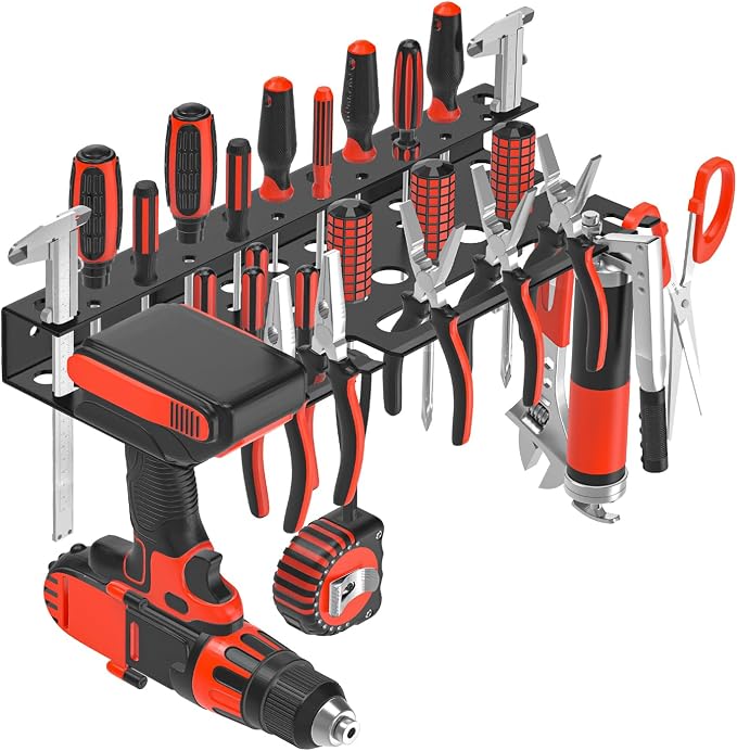 Large Power Tool Organizer Wall Mount with Charging Station, Metal Screwdriver Organizer, Wall Mount Plier Organizer Hammer Holder