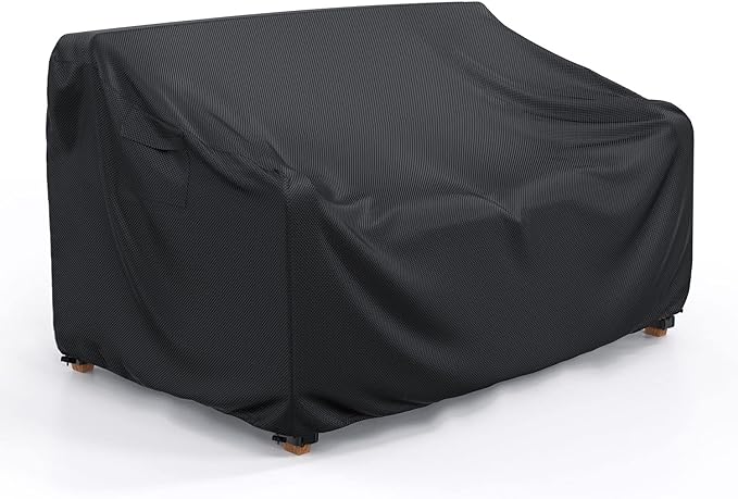 Patio Sofa Cover Waterproof - Heavy Duty 3-Seater Outdoor Couch Cover Patio Furniture Covers with Air Vent and Handles, 104" L×40" D×35" H, Black