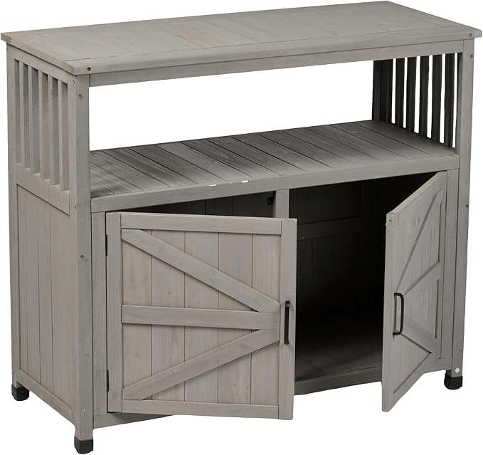 KEIKI 42 x 37 in Outdoor Storage Cabinet with 2 Doors Buffet Cabinet Sideboard Bar Table for Indoor