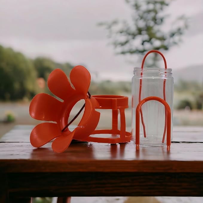 Songbird Essentials Jelly Bird Feeder, Oriole Feeder, Easy to Fill with Jelly or Jam, Plastic Jar Included. Fits Most 10-12 Ounce Jelly Jars