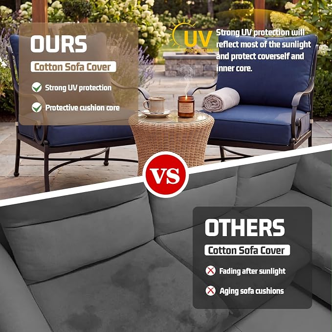 4pcs Outdoor Patio Cushion Covers Replacement, 24" Zippered Outdoor Cushion Covers Waterproof, UV Resistant & Washable Patio Furniture Cushion Covers Waterproof for Patio Sectional, Navy Blue