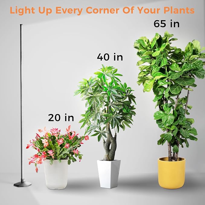 Grow Lights for Indoor Plants, 44W 192 Led Full Spectrum Plant Light, 5.4FT Adjustable Length Standing Grow Light with Timer/Six Leg Base for Greenhouse/Garden