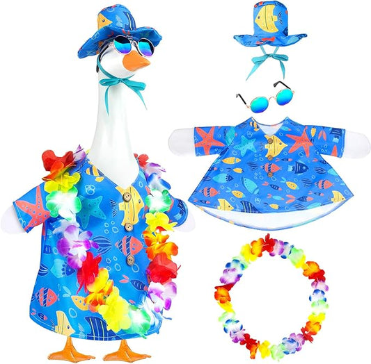 Hawaiian Goose Outfit Summer Porch Goose Outfits Bikini Goose Clothes Cute Goose Costume for Outdoor Garden Yard Decor(Beach Blue)