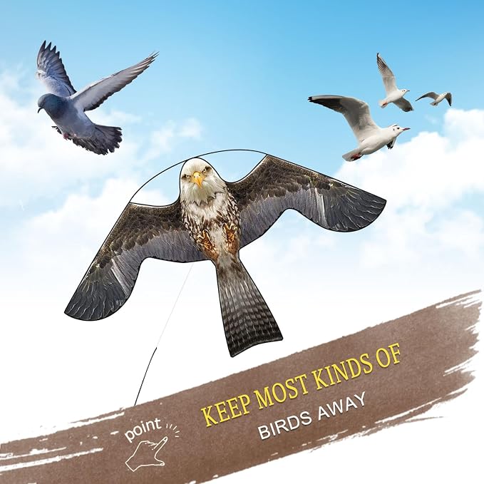 Bird Hawk Flying Kite with Pole Crops Farm Protector Bird Scarer Flying Kite with 4m Pole-Style B
