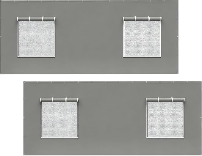 Carport Canopy Replacement Sidewall 20x6.6 FT Fits 10x20, 12x20, 20x20 FT Carport with Roll-up Windows, Waterproof & UV Protected, Easy Assembly with Ball Bungees, Grey (Sidewalls Only, 2 Pack)