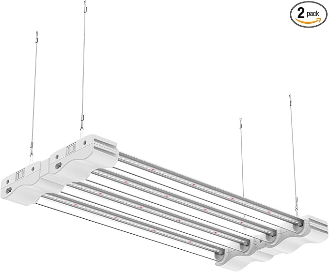 LED Grow Light Full Spectrum Modular Linkable 5000K Daylight + 660nm Red Indoor Plant Lighting Fixture (2 FT, White) (2 Pack)