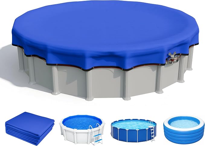 [Ultra Thick] 30FT Round Winter Pool Covers for Above Ground Pool Covers Easy Install 195GSM 500D,UV & Tear Resistant, Upgraded Heavy-Duty Winch, Reinforced Edges,Extra 4Ft Overlap