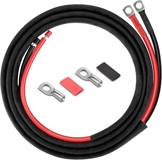 8 Gauge Battery Cable 8FT, 8 AWG Battery Cable Connect Battery and Charge Controller for Solar Panel Automotive RV Motorcycle Marine (8AWG 8FT)
