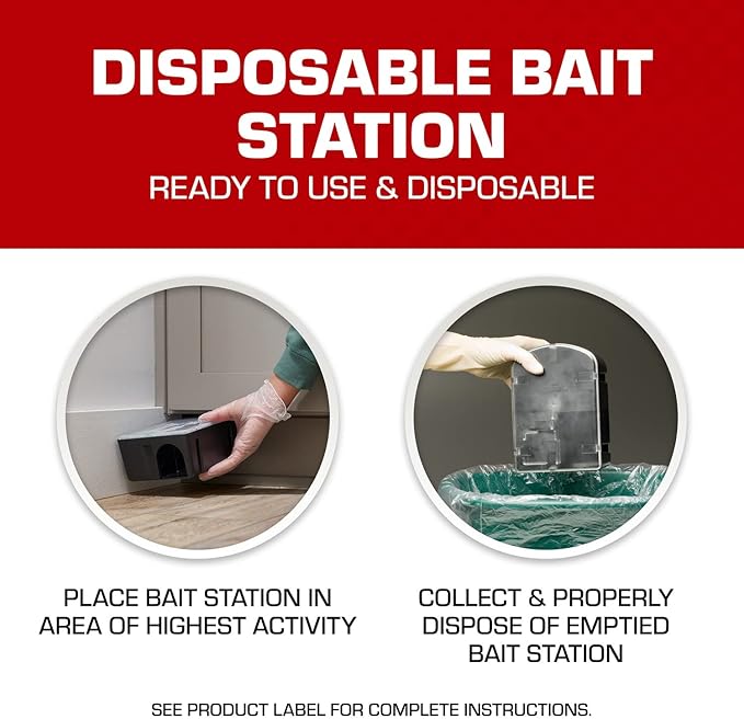 Tomcat Rat and Mouse Killer Disposable Stations for Indoor/Outdoor Use: Child and Dog Resistant,Pre-Filled,Easy Monitoring,2 Count (Pack of 4)
