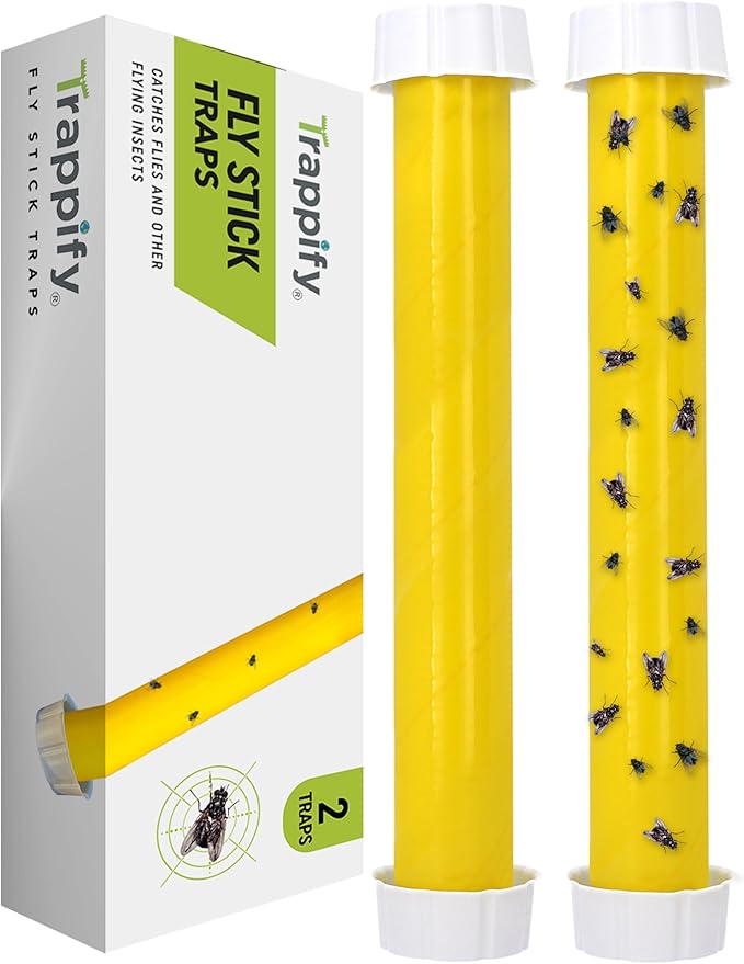 Trappify Hanging Fly Traps Outdoor: Fruit Flies and Flying Insect Trap for Indoor & Outdoor Use I Disposable Sticky Fly Trap Indoor House Pest Control (2 Pack)