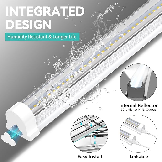 JESLED Plant Grow Lights, 3FT 5000K Full Spectrum Daylight White, 72W(2 X 36W,450W Equivalent), Linkable Grow Light Strips for Indoor Plants, Seed Starting, Greenhouse, Growing Shelf, 2-Pack
