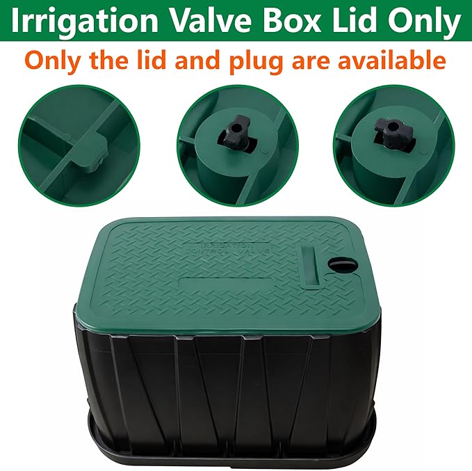 EBaokuup 12 x 17 Inch Irrigation Valve Box Cover, Rectangular Sprinkler Valve Lids with Plug, Sprinkler Valve Cover Replacement for Outdoor Irrigation Watering Equipment, Only Covers, Box Not Included