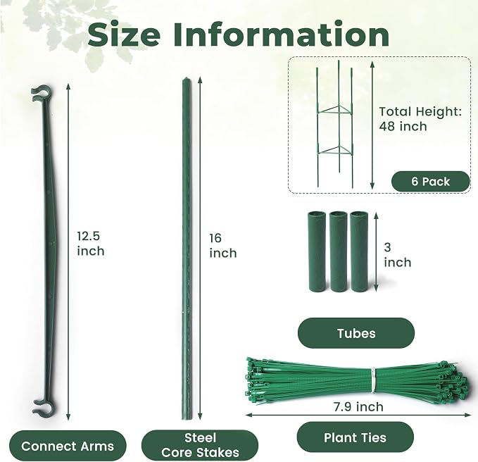 8 Pack Tomato Cages for Garden, Up to 48in Adjustable Tomato Cage, Tomato Stakes Plant Cage for Garden Plant Support, Climbing Vegetables Plants Flowers