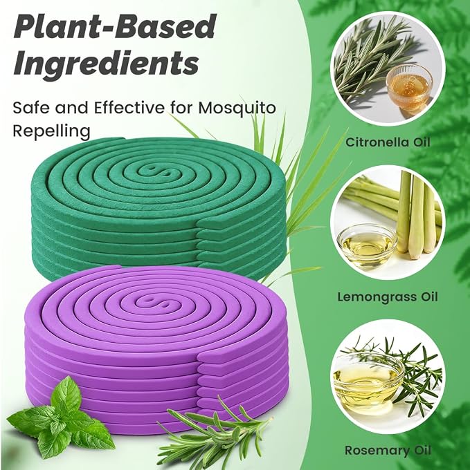 Extra Strong Mosquito Repellent Coils, 28 Pack Large Outdoor Coils for Patios and Camping, DEET Free, Long Lasting 7 to 8 Hours Burning Time, Effective Outdoor Insect Bug Control Portable Incense