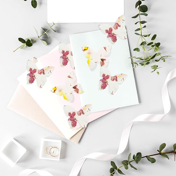50pcs Small Pink & Yellow Butterfly Seed Paper – Writable & Plantable Wildflower, Mom's Gift for Mother’s Day, Use for Wedding, Baby Shower, Party Favors & Easter Decorations